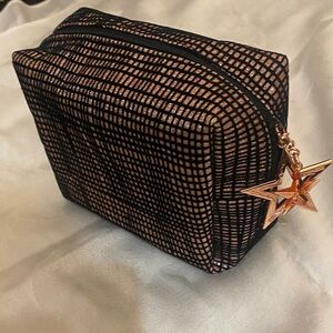 MAC Cosmetics Black and Gold Grid Cosmetic Bag